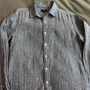 Quince Gray Striped Casual Shirt